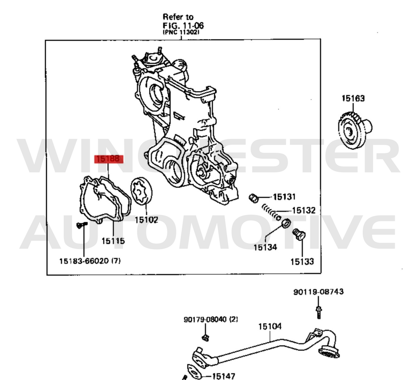 OEM 1FZ-FE OIL PUMP COVER O-RING 15188-66020