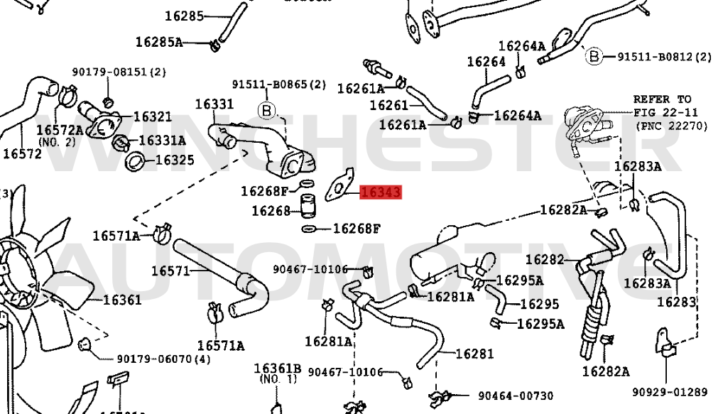1JZ-GTE WATER NECK GASKET - 16343-88400