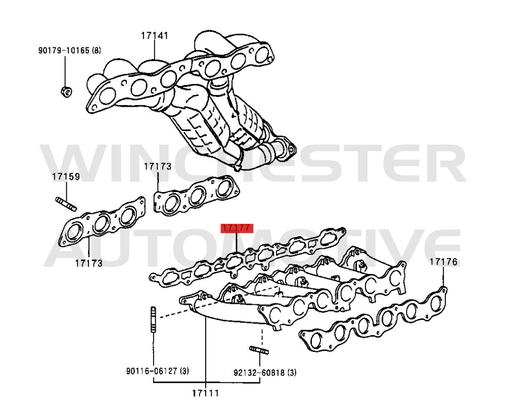 2JZ-GE VVTI GASKET, INTAKE MANIFOLD TO HEAD, NO.1 - 17177-46060