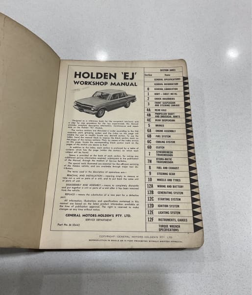 GENUINE HOLDEN EJ SERIES WORKSHOP MANUAL