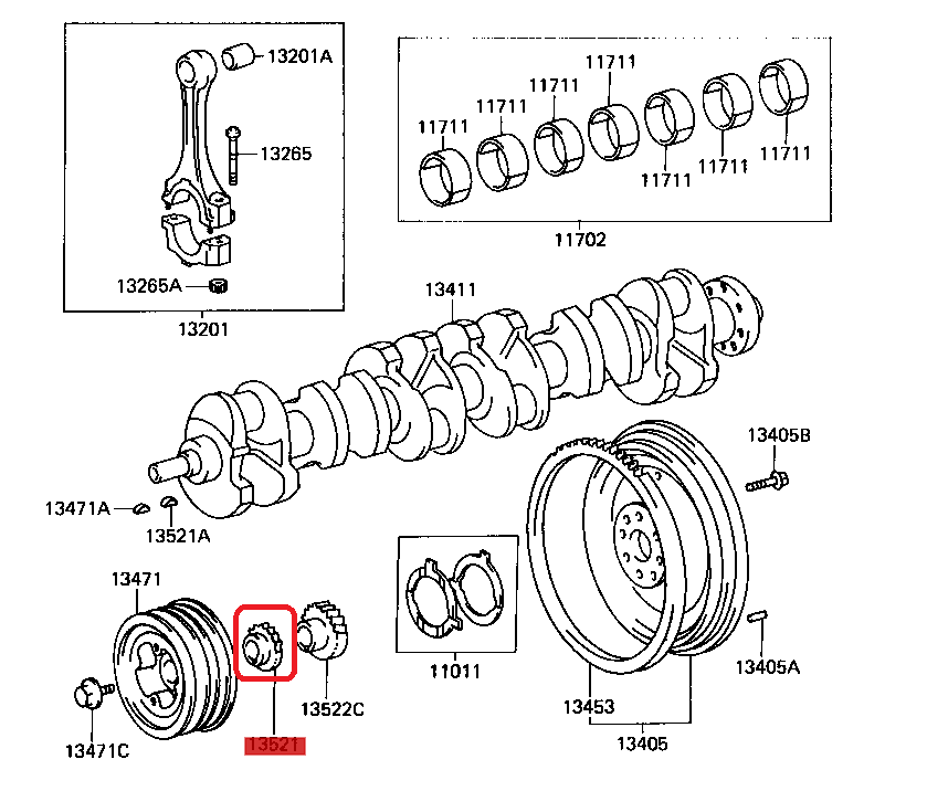 1FZ-FE OEM LOWER TIMING CHAIN GEAR - 13521-66020