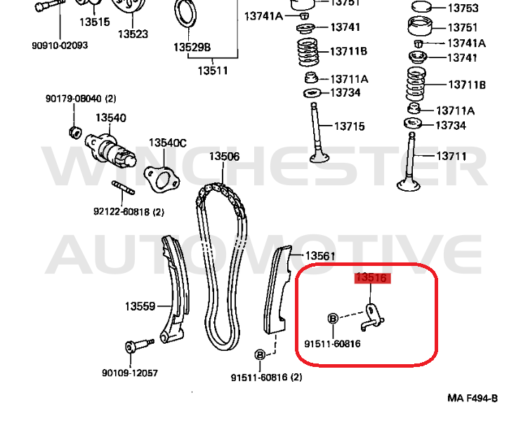 1FZ-FE TIMING CHAIN OIL JET