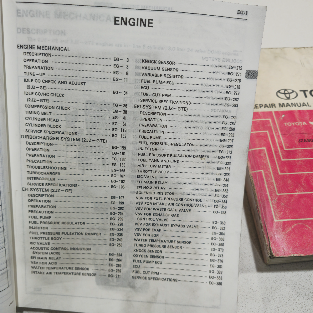 JZA80 SUPRA AND 2JZGTE/GE FACTORY TOYOTA WORKSHOP MANUALS