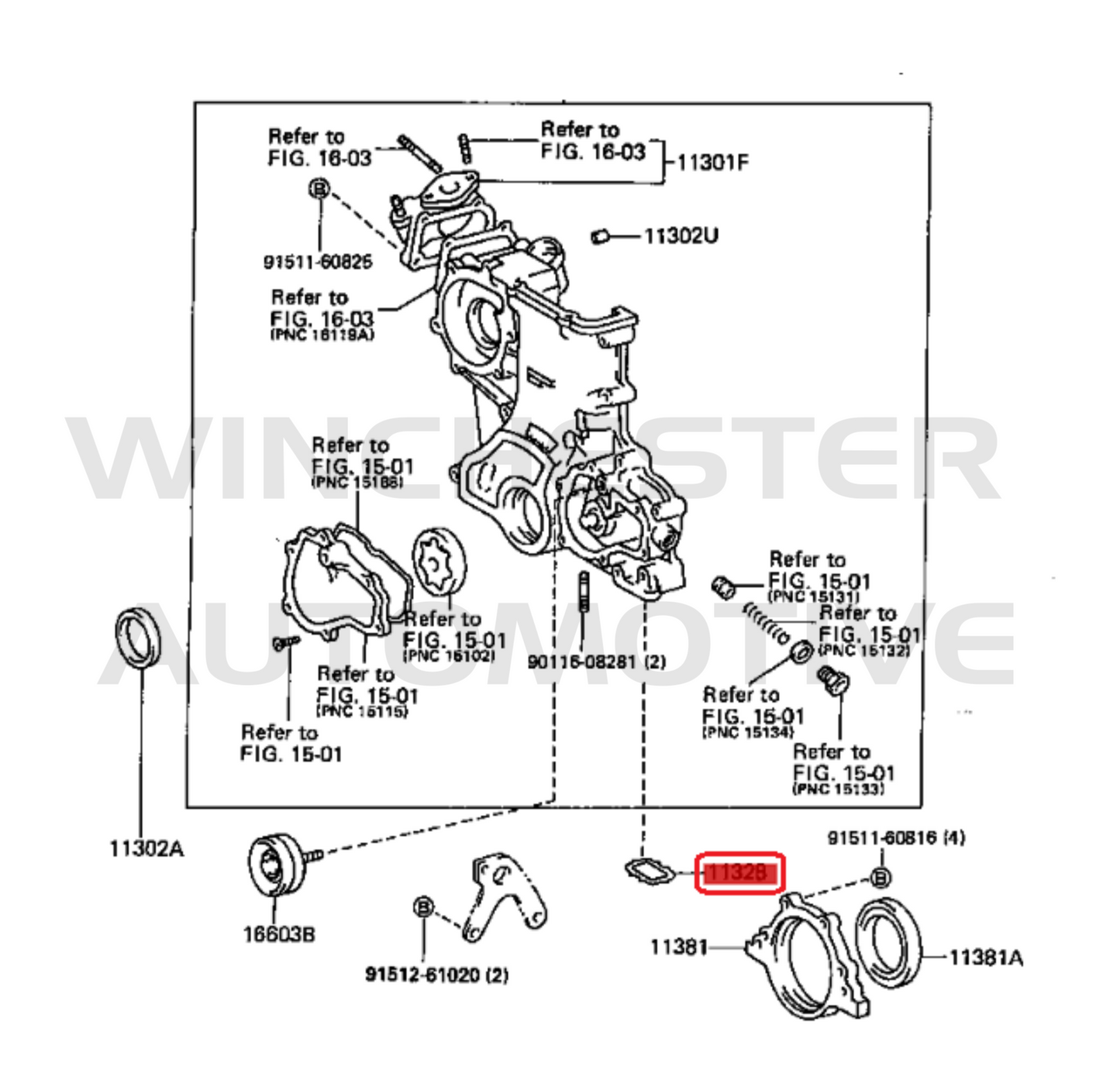 1FZ-FE OEM TIMING COVER O-RING 11328-66020