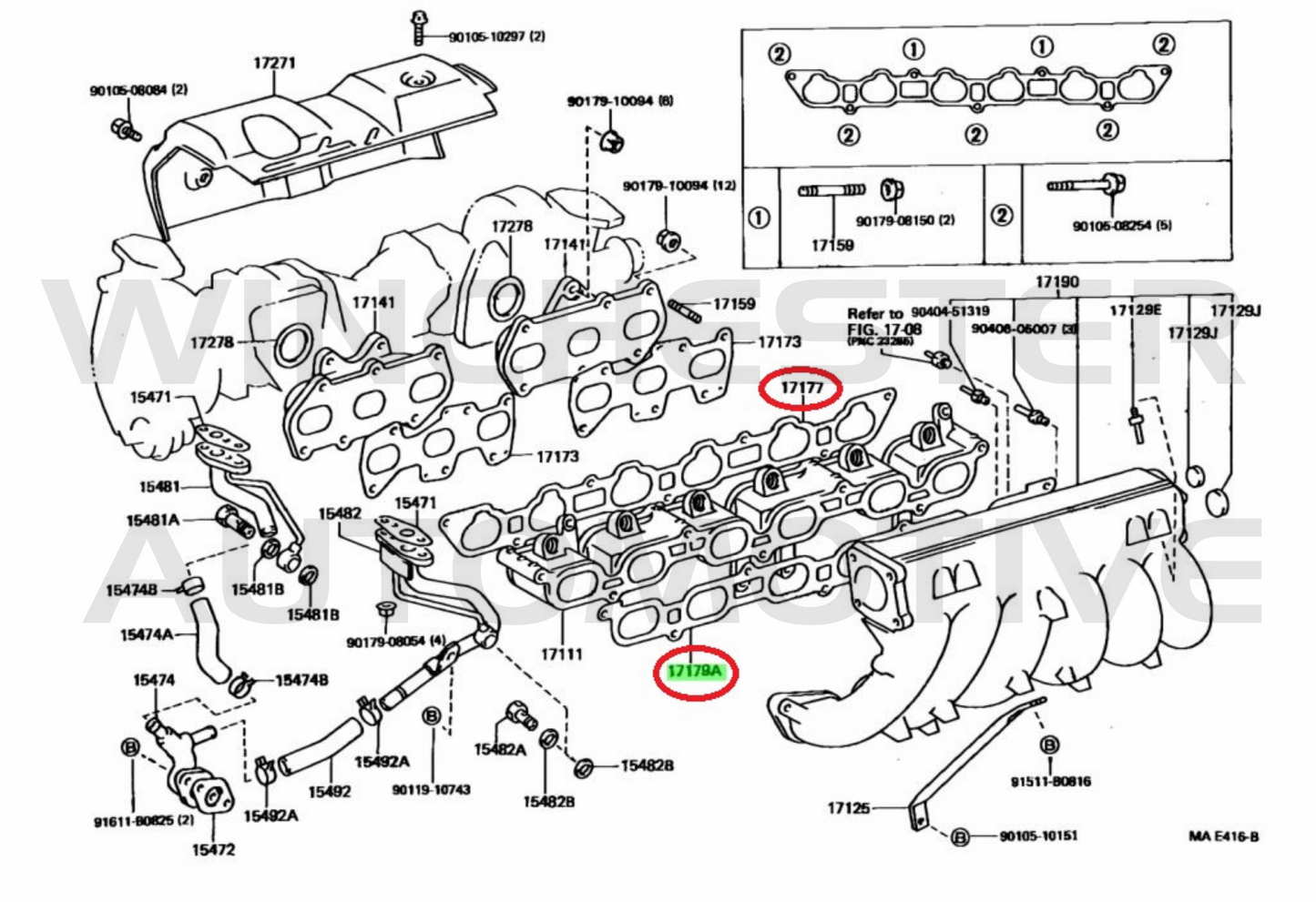 1JZ-GTE NON VVTI INTAKE GASKETS N0.1 & N0.2