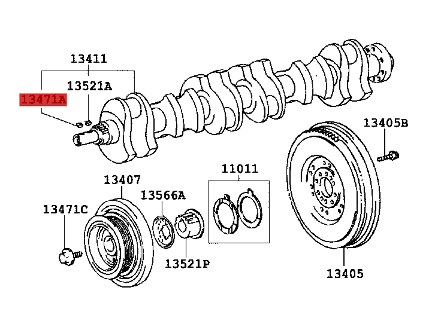 OEM TOYOTA 1JZ / 2JZ CRANK KEYWAY KEY / WOODRUFF KEY