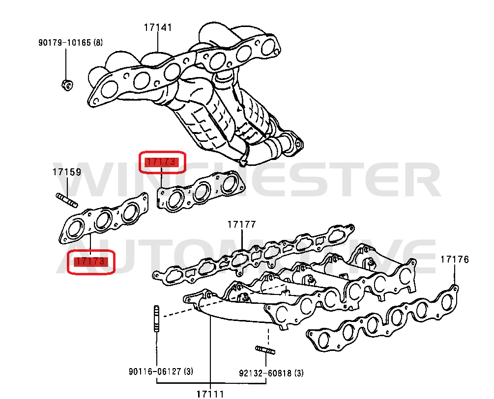 2JZ-GE VVTI OEM EXHAUST GASKET x 2 - 17173-46051