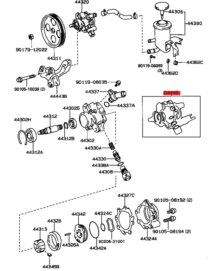 1JZ / 2JZ POWER STEERING REBUILD KIT + NTN BEARING. 04446-30120