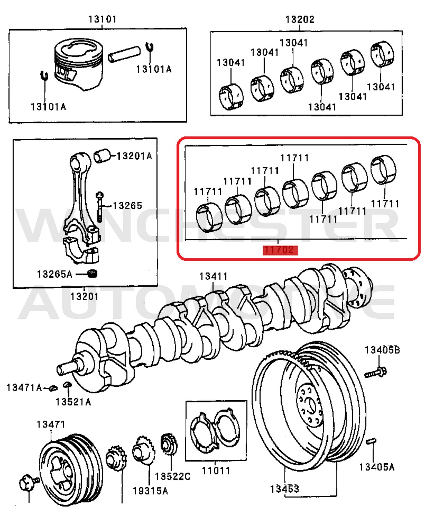 TAIHO 1FZ-FE MAIN BEARING SET - STD SIZE