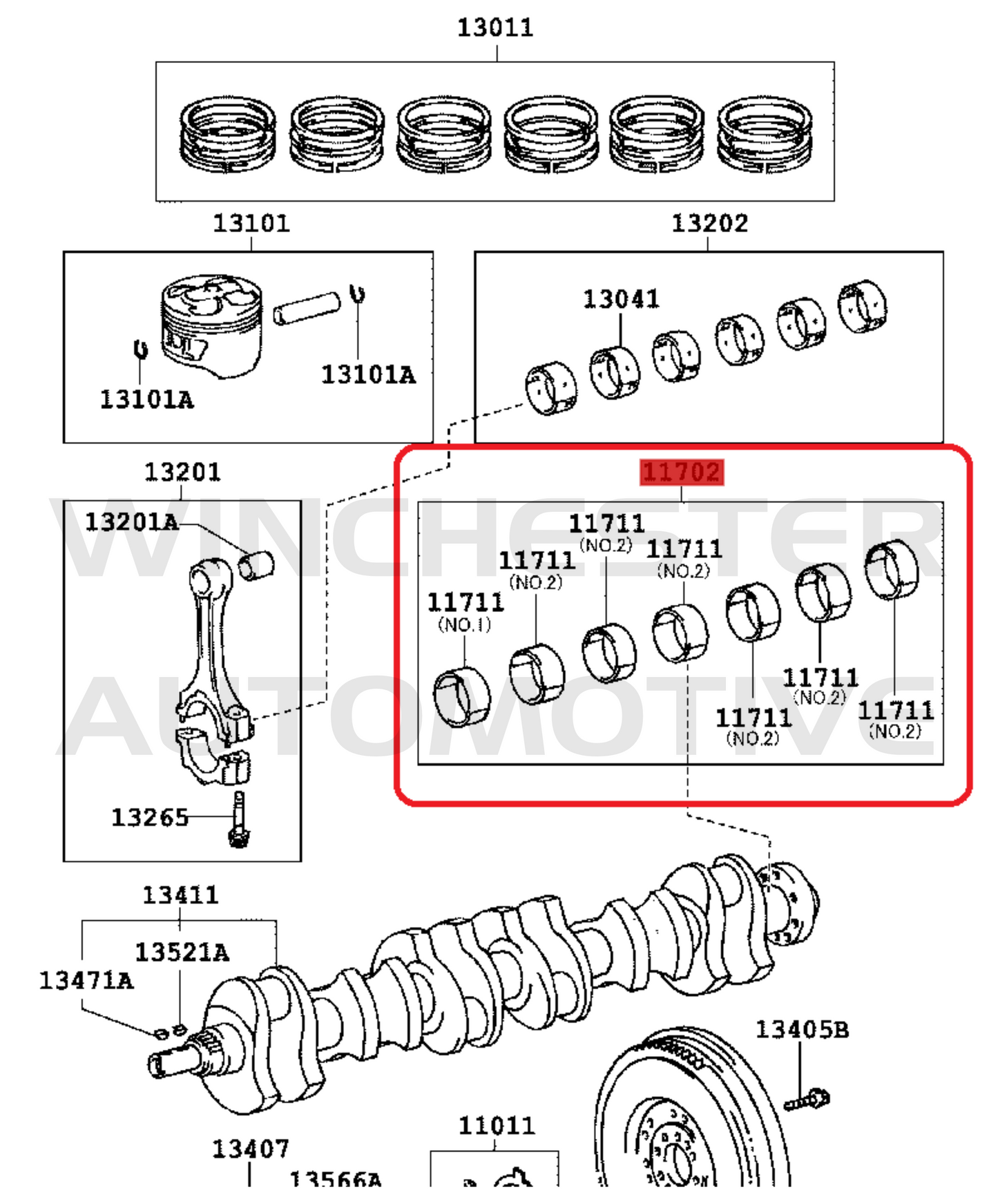 1JZ / 2JZ TAIHO MAIN BEARING SET - STD SIZE