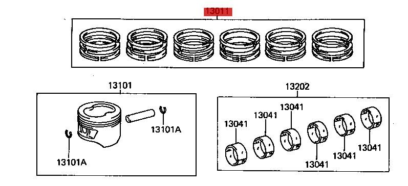 OEM TOYOTA PISTON RINGS SET SUIT 1FZ-FE ENGINE 13011-66021