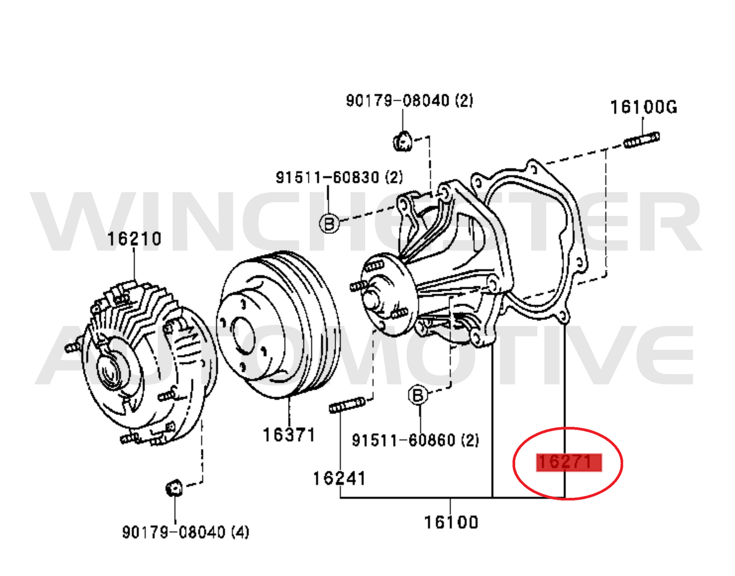 1FZ-FE OEM WATER PUMP GASKET - 16271-66020