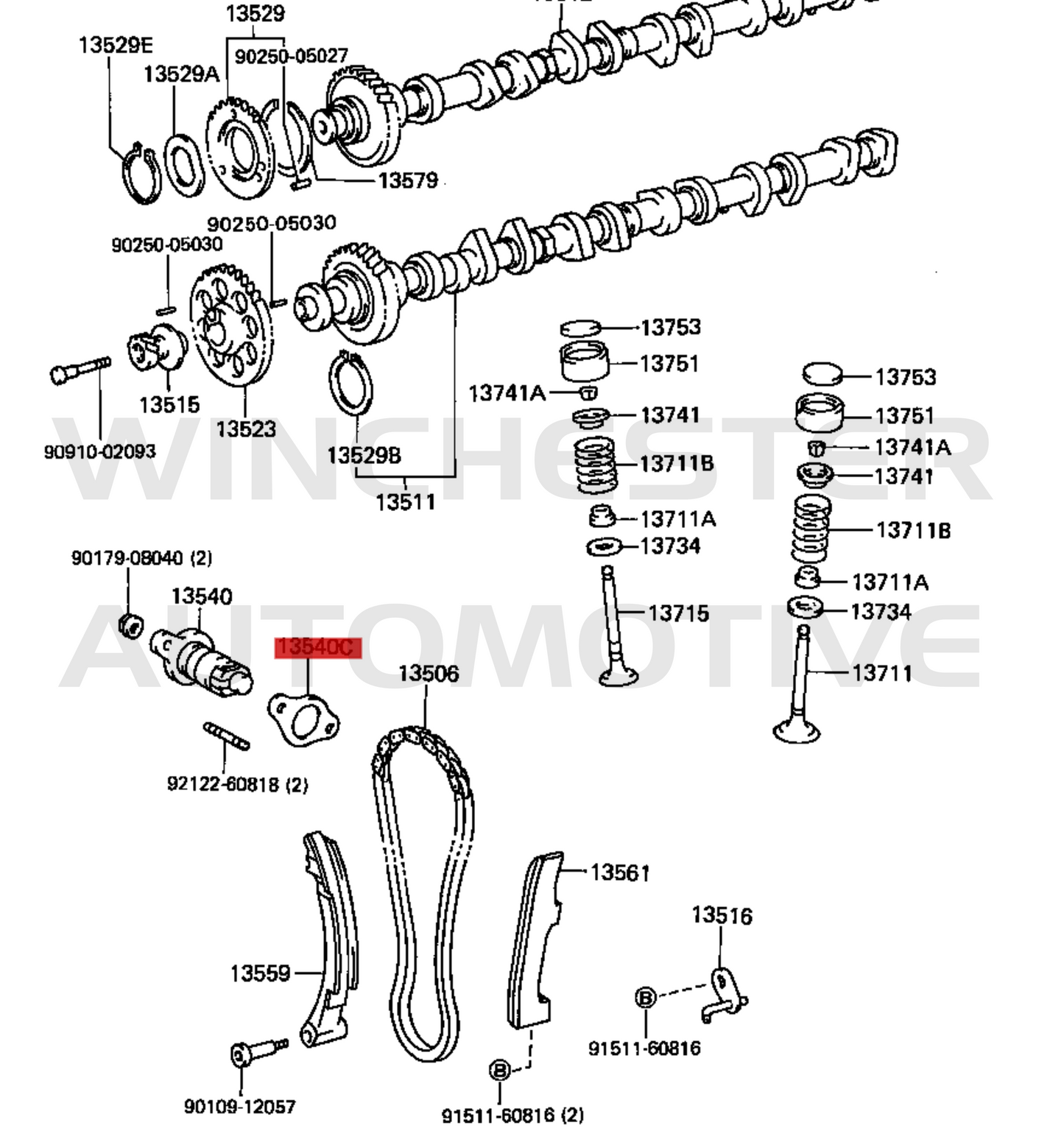 1FZ-FE TIMING CHAIN TENSIONER GASKET - 13552-66010