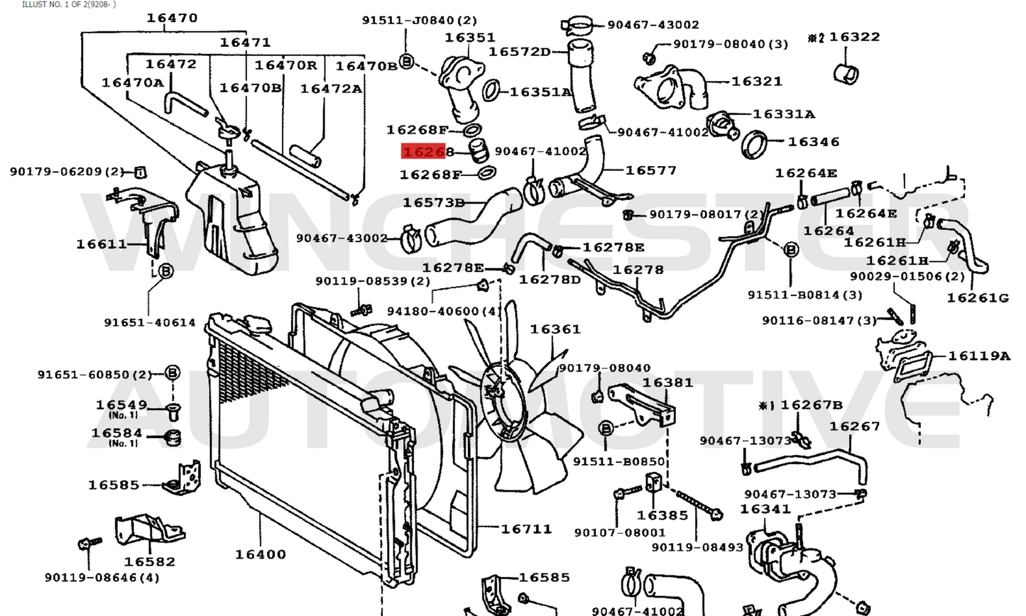 1FZ-FE WATER BYPASS PIPE AND BOTH 0-RINGS