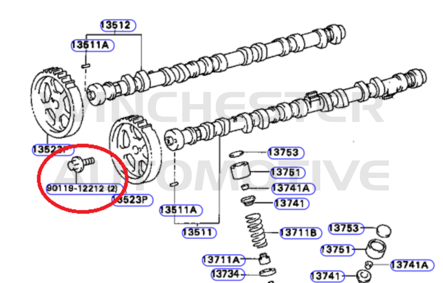 1JZ / 2JZ OEM CAM GEAR BOLT & WASHER