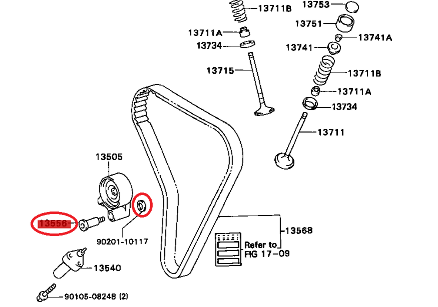 OEM TOYOTA 1JZ / 2JZ TIMING BELT IDLER BOLT AND WASHER