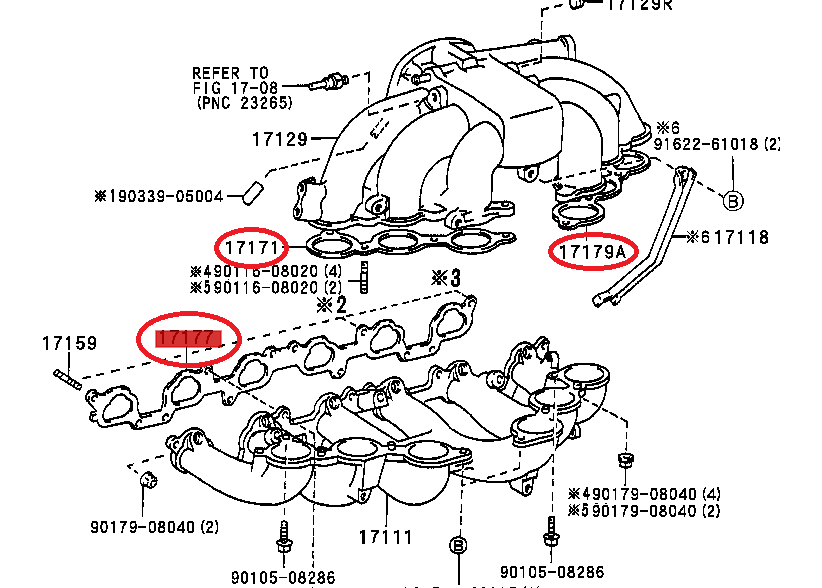 OEM TOYOTA 1FZ-FE INTAKE MANIFOLD GASKET SET