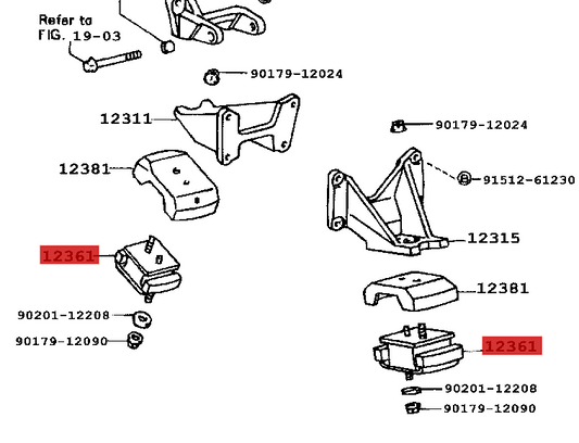 2 x OEM TOYOTA 1FZ-FE LANDCRUISER ENGINE MOUNTS 12361-17011 ii