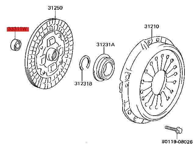 OEM TOYOTA 1JZ / 2JZ SPIGOT BEARING. P/N 90363-12002